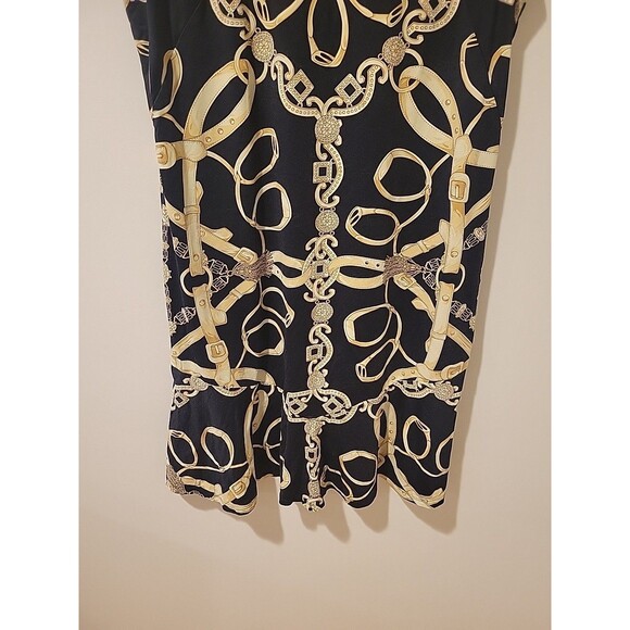 J. McLaughlin Dress Black/Gold Chain Equestrian Print Catalina Sleeveless XL - Picture 4 of 9